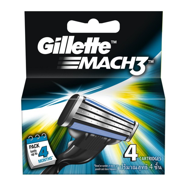 Gillette Mach3 Blades - 4 Cartridges